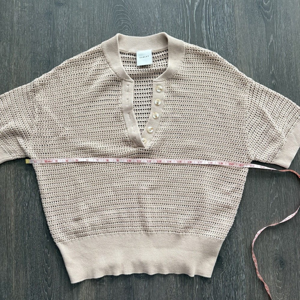 Varley Callie True Knit Top Cotton Size Medium Tan Minimalist Quiet Luxury Soft - Picture 6 of 9